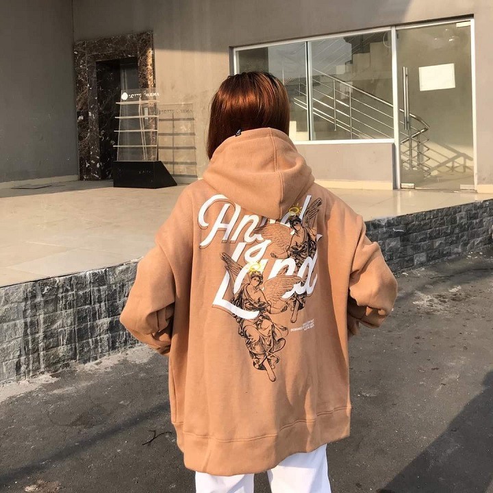 Áo Khoác Hoodie Nỉ Không Xù lông Dành Cho Nam Cho Nữ Có Mũ Chất Nỉ Form rộng in hình Angel Land Đôi Unisex