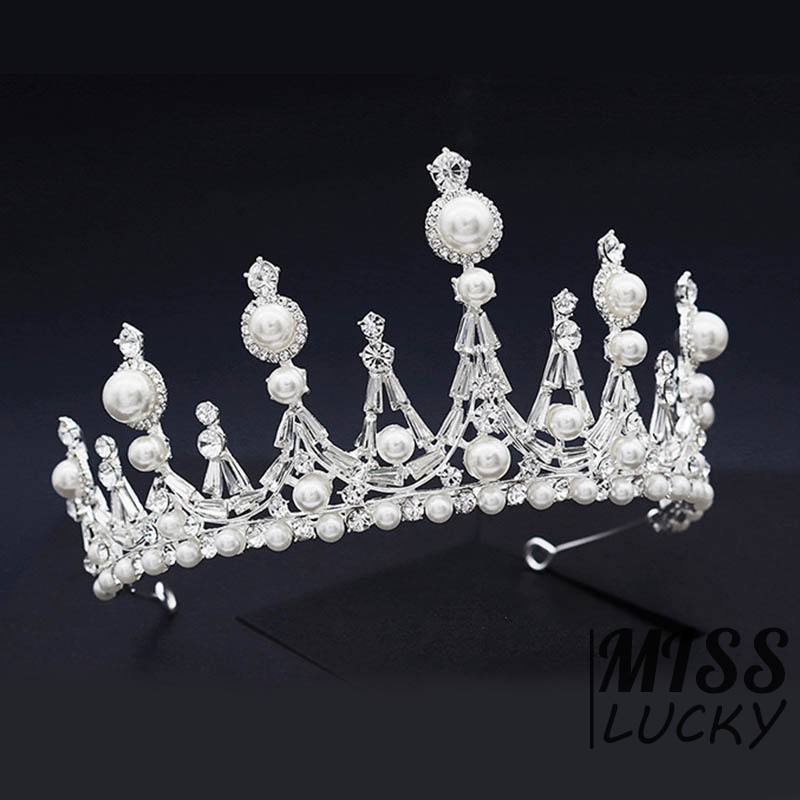 Vương Miện Đính Đá Và Ngọc Trai Giả Thời Trang Cho Nữ