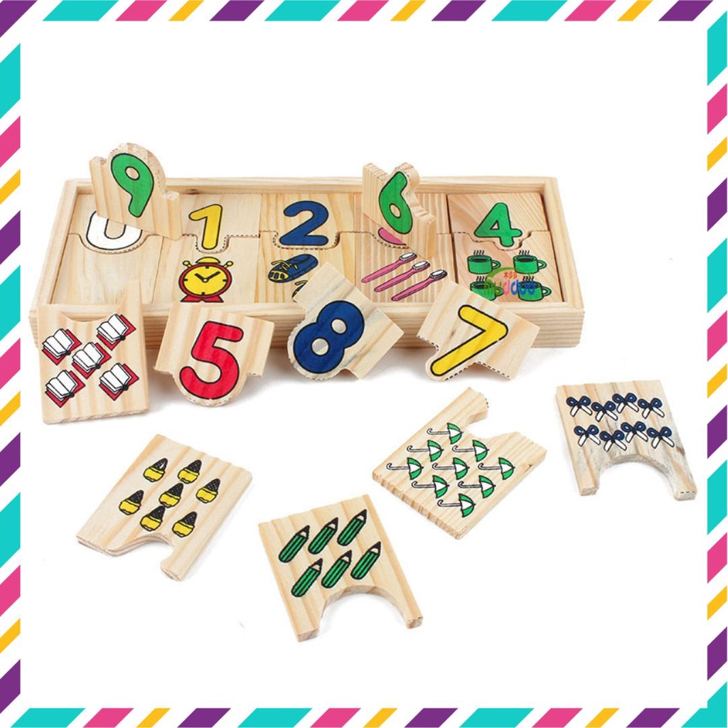 Đồ chơi gỗ, đồ chơi thông minh ghép hình số học đếm bằng gỗ cho bé