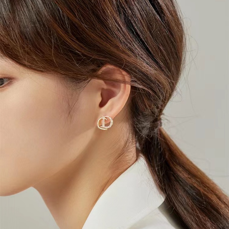 Khuyên Tai Hình Đĩa CD Màu Vàng Kim Đính Đá Zircon Thời Trang 2022