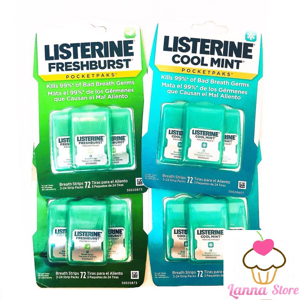 Miếng ngậm Listerine 1 vỉ 3 hộp (1 hộp 24 miếng) -Mỹ 🇺🇸.