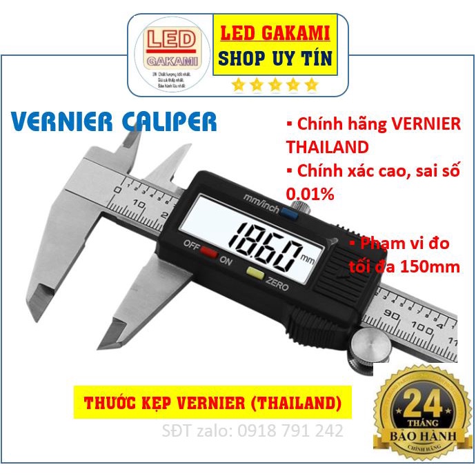 Thước Kẹp Caliper Vernier Thái Lan cao cấp chính xác, Phạm vi đo 150mm, Chính hãng Vernier Thái Lan
