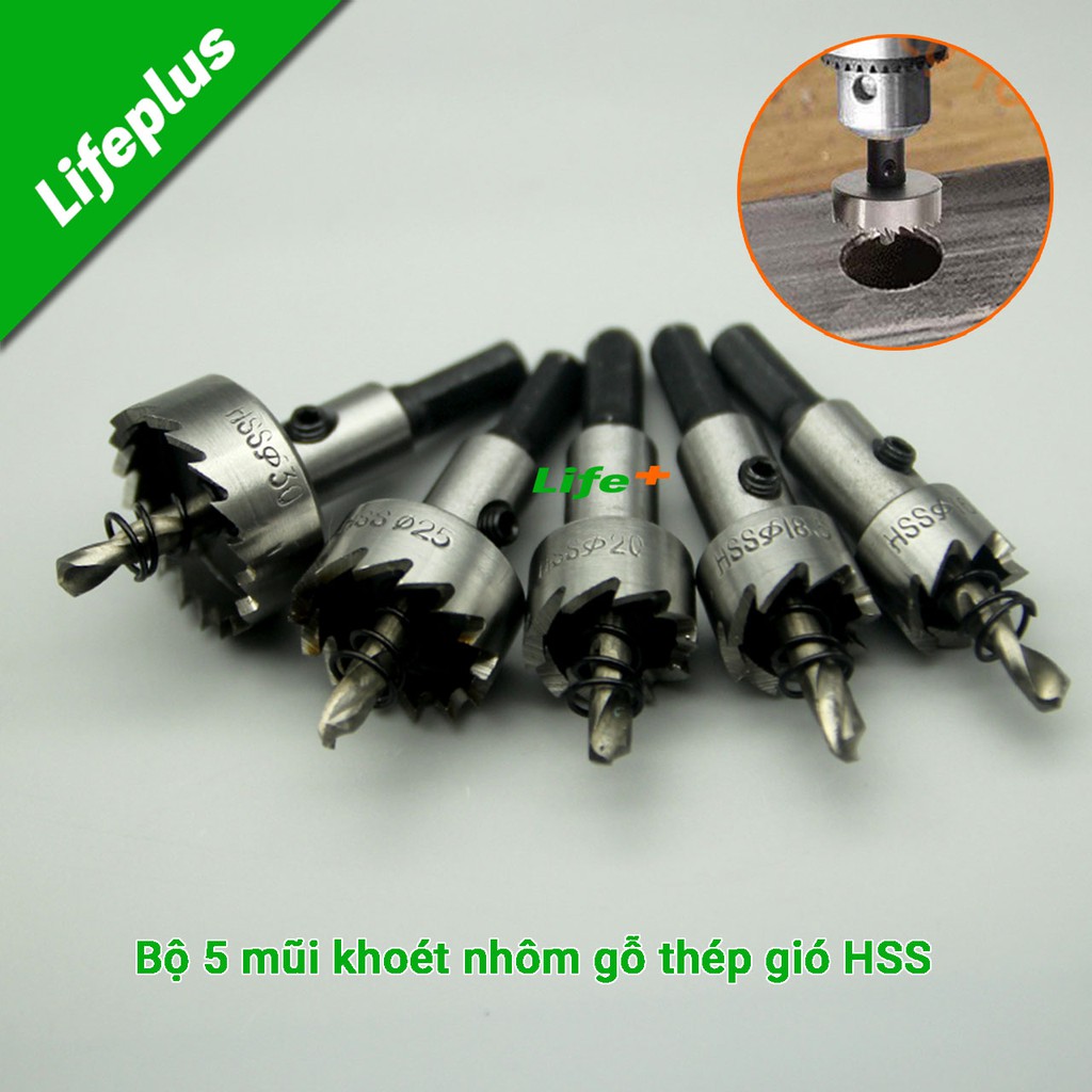 Bộ 5 mũi khoét lỗ nhôm, gỗ M16-M30