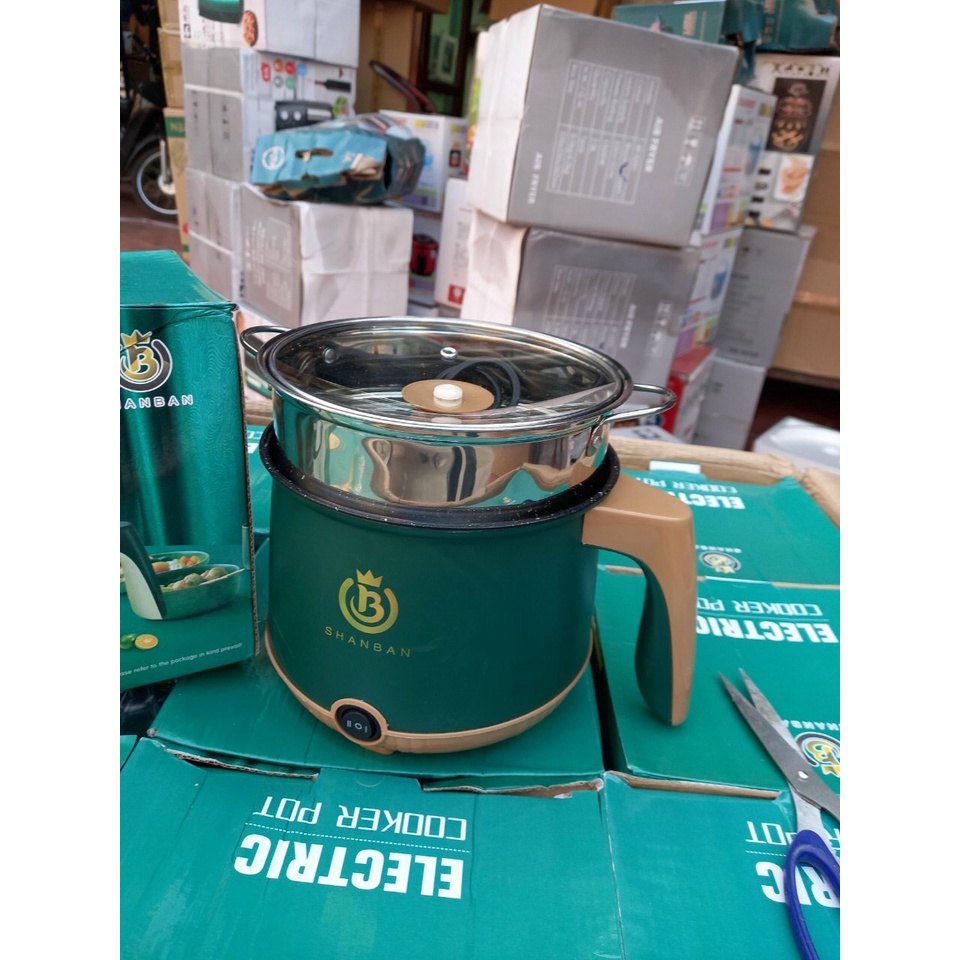 Nồi lẩu mini cắm điện đa năng chống dính cao cấp SHANBAN 26cm
