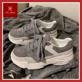Giày nữ thể thao Nubuck.H8801/ Giày thể thao nữ Ulzzang Grey Pink hot hit đế 4cm/Giày sneaker mẫu mới