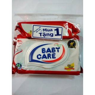 Gói Khăn ướt Babycare 80 tờ Mùi Phấn Tặng 01 Gói 30 tờ cùng loại