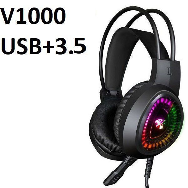 Tai nghe chuyên game chụp tai LED RGB kèm micro V1000 jack 3.5mm và 7.1mmm