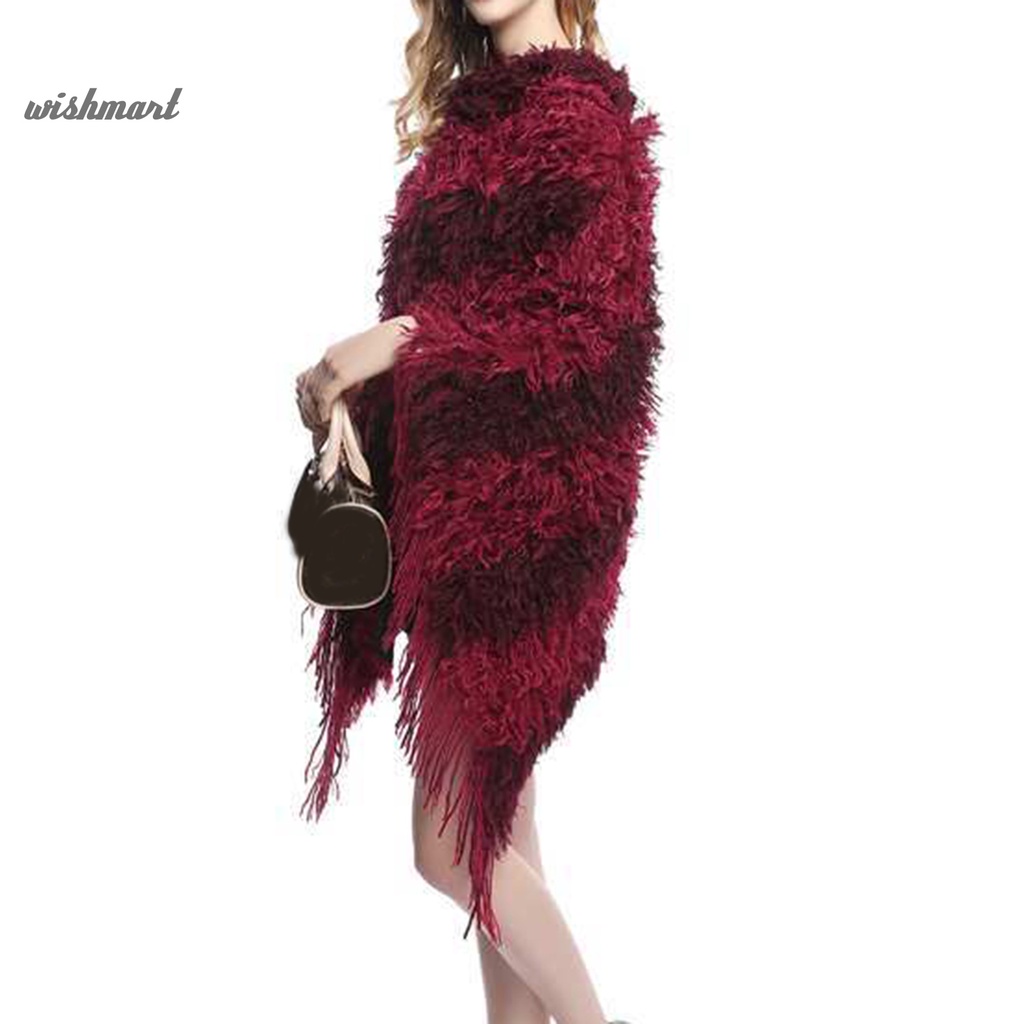 Áo Khoác Dệt Kim Kiểu Poncho Màu Sắc Tương Phản Thời Trang Cho Nữ | BigBuy360 - bigbuy360.vn