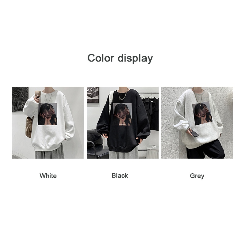 Áo sweater Cổ Tròn Dáng Rộng Phong Cách hip hop Thời Trang Thu Đông Cho Nam
