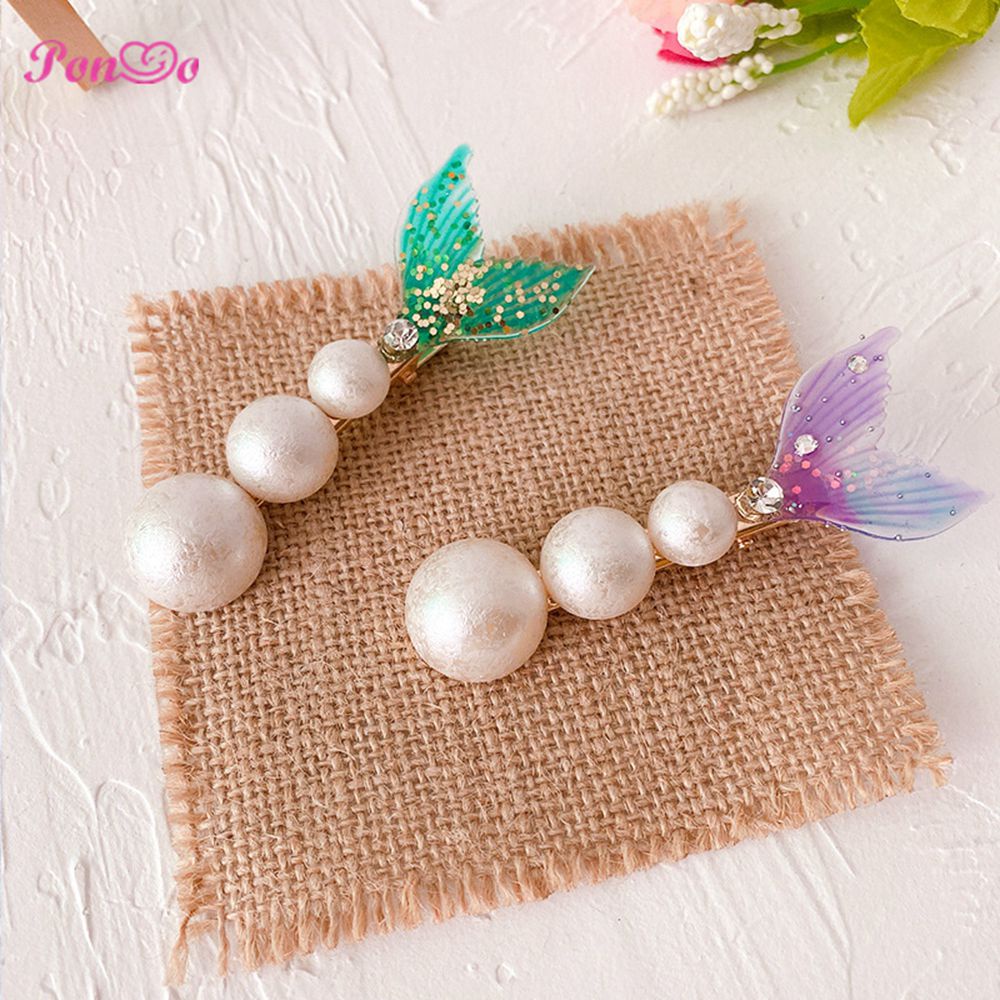Kẹp tóc đuôi cá đính ngọc trai dễ thương cho bé gái