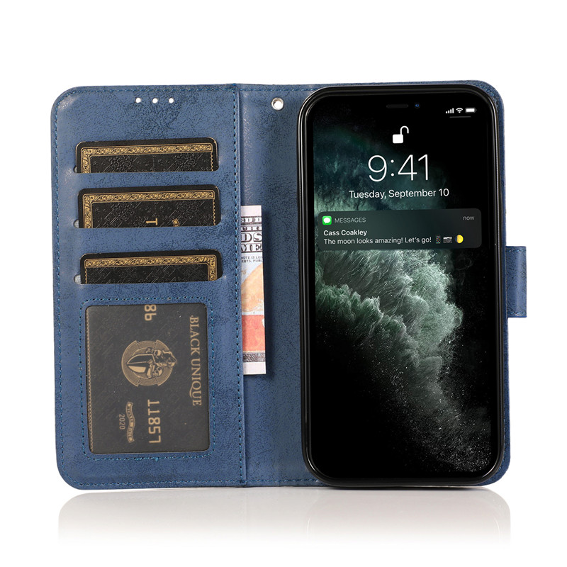 New Iphone 12 Pro 12 Mini 11 Pro Max SE 2020 X XS Blue Separable Magnetic Casing Flip Phone Leather Wallet Case Cover with Card Holder