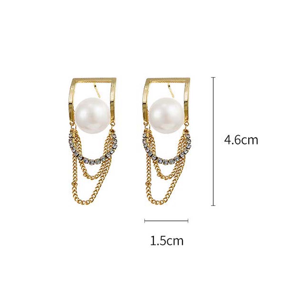 USNOW Simple Pearl Stud Earrings Cool Style Fashion Jewelry Long Chain Earrings Women Trendy Tassel Korean Temperament Girls Copper/Multicolor