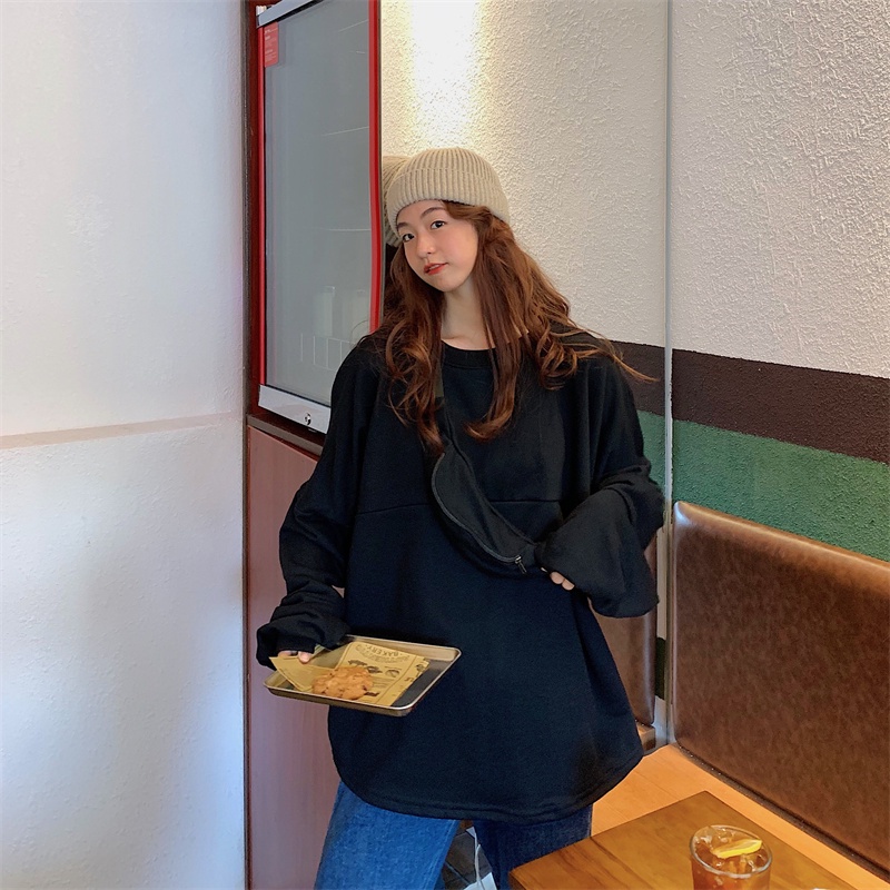 Áo Thun Dài Tay Dáng Rộng Thiết Kế Giản Dị Thời Trang