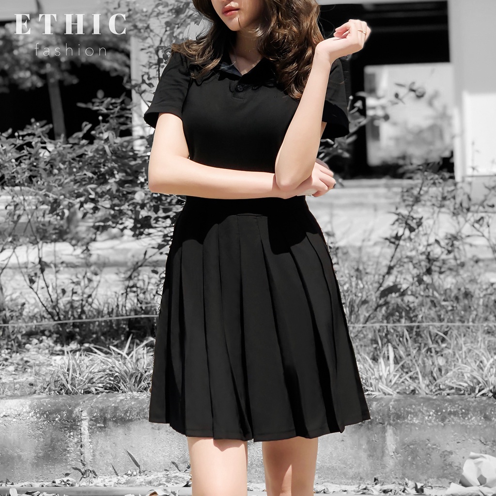 Đầm Polo Cotton Liền Chân Xếp Ly