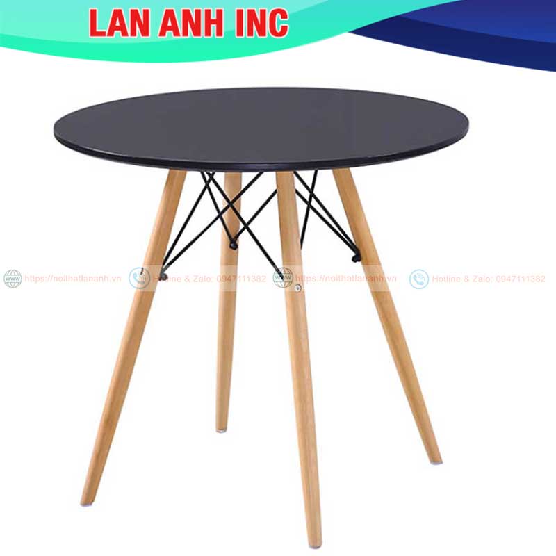 Bàn ăn cafe gỗ tròn đẹp hiện đại nhập khẩu giá rẻ Eames LAB01