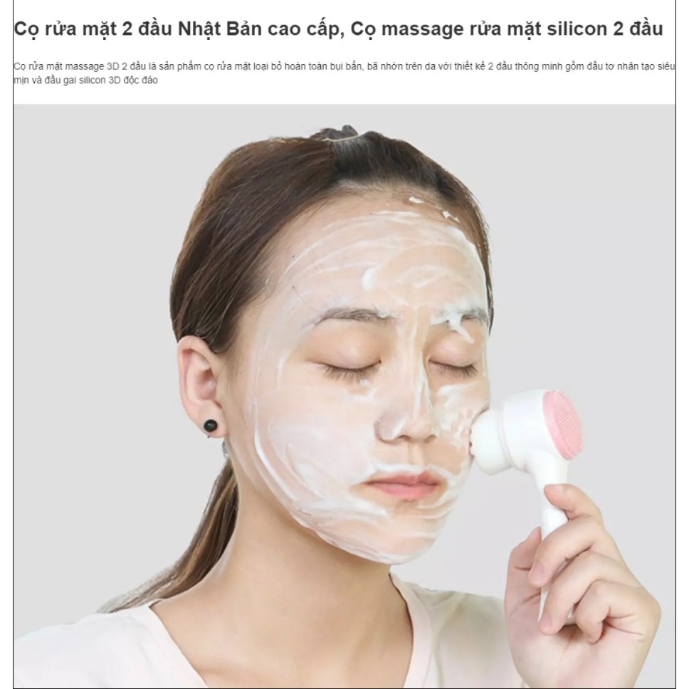 Cọ rửa mặt 2 đầu silicon hàn quốc tẩy tế bào chết tiện dụng