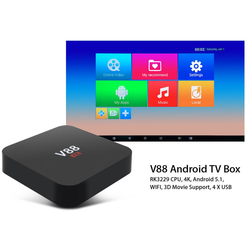 Hộp Tv Thông Minh Android 6.0 1g Ram + 8g Rom 4k Hd 1080p Wifi Lõi Tứ Và Bàn Phím