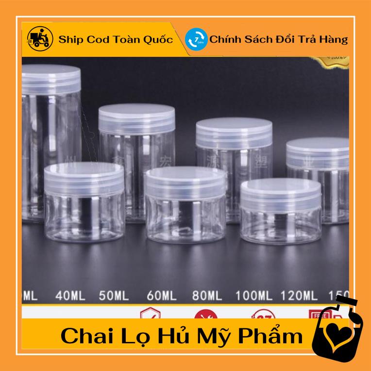 Hủ Đựng Kem ❤ TOP GIÁ RẺ ❤ Hũ nhựa pet Trong Nắp Trong 50g 100g 200g 250g đựng mỹ phẩm, thực phẩm, đồ khô, ngũ cốc