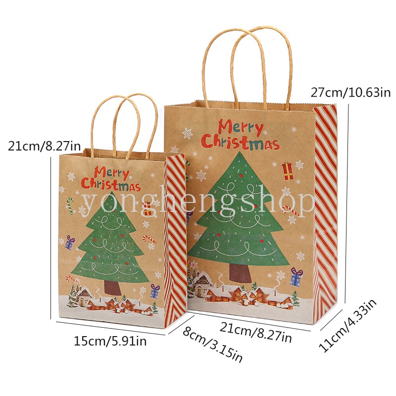 Túi đựng bánh kẹo quà tặng bằng giấy họa tiết Giáng Sinh đáng yêu tiện lợi