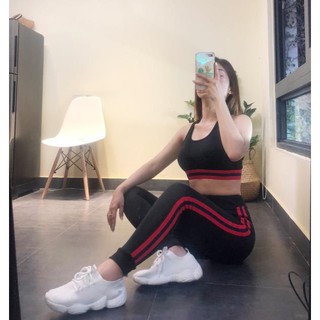 NEW 💯 . ⚡ Sale 10.10 Đồ tập gym , bộ đồ tập thể thao nữ gân len cạp chun New Hot . saless Đẹp . Đẹp .1 . M08 : ࿄ '