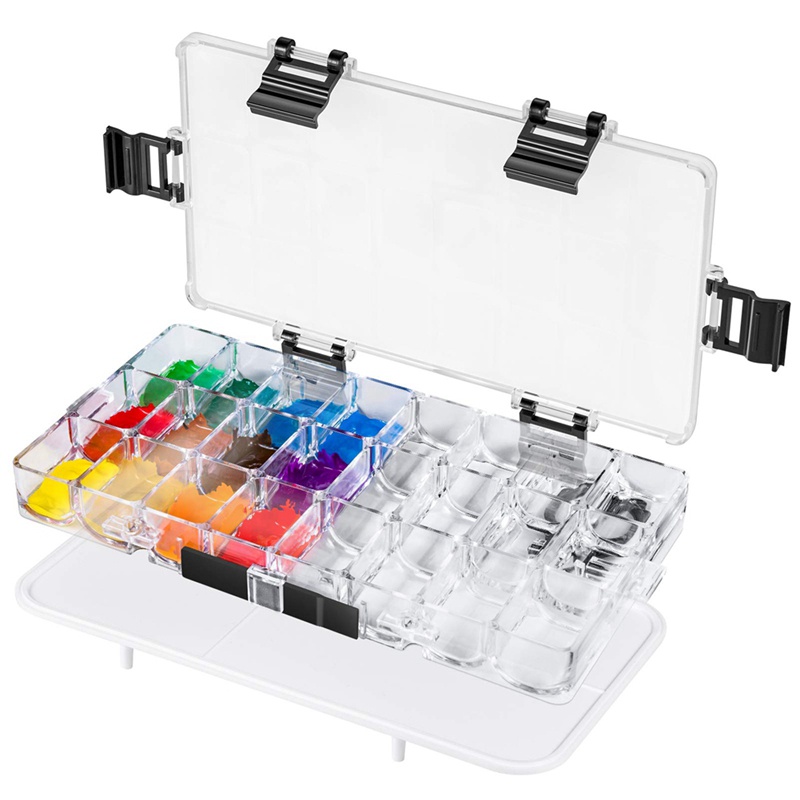 Bảng Pha Màu Nước 24 Lỗ Kín Khí Bằng Acrylic Kèm Hộp Đựng Tiện Lợi