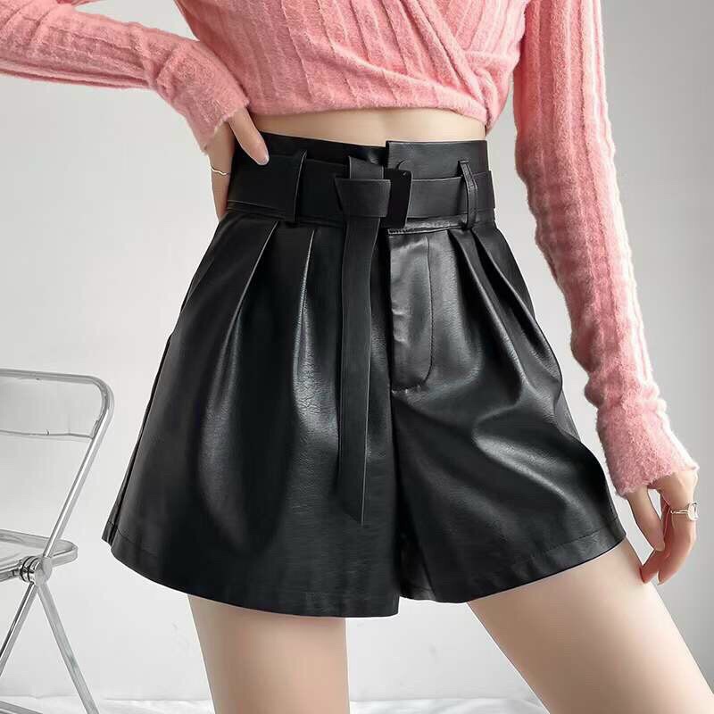 Quần short da lưng cao, cạp cao dáng rộng hàng quảng châu 9931