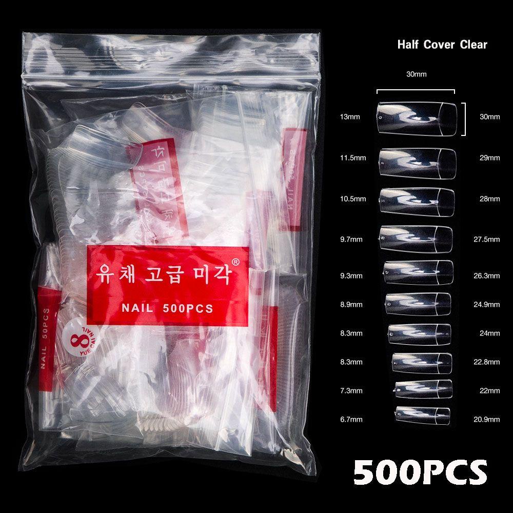 Túi 500 Móng Tay Giả Acrylic Trong Suốt 9 Kiểu Tự Nhiên