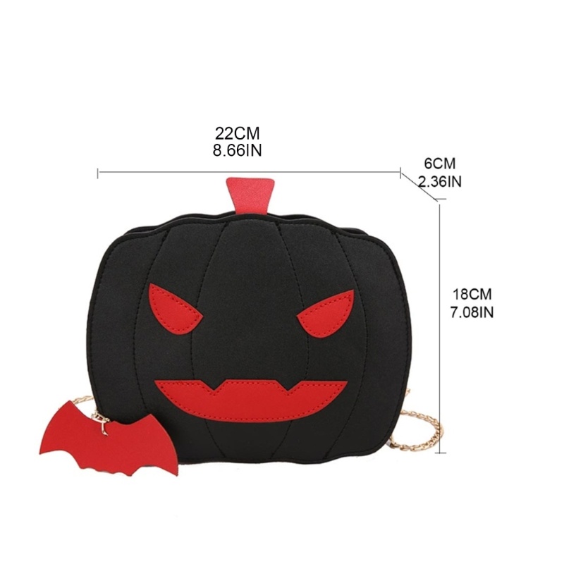 Túi Đeo Chéo Da PU Phối Dây Xích Phong Cách Halloween Thời Trang Cho Nữ