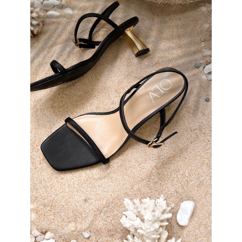 OLV - Giày cao gót đen Thin Straps