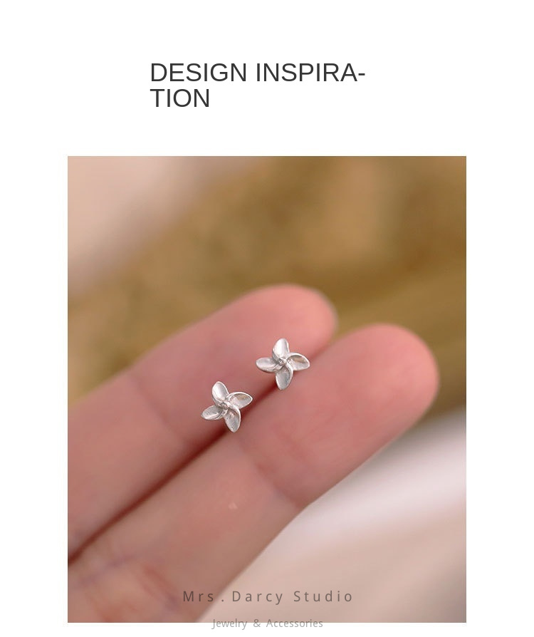 MRS.D【In Stock】100% Sterling Silver Windmill Earrings S925 Earrings Stud Earrings Colors of Zircon Jewelry Gift Ear Clips Minimalist Earring Design Jewelry Girls Allergy Free