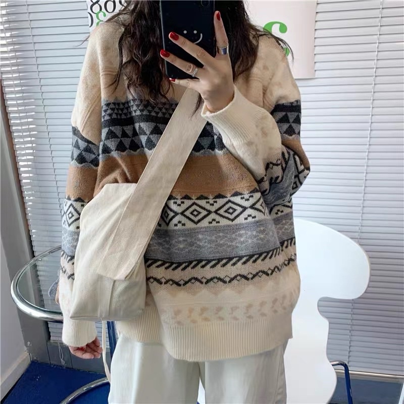 Áo Len Thổ Cẩm Họa Tiết Giữ Ấm, Labibi