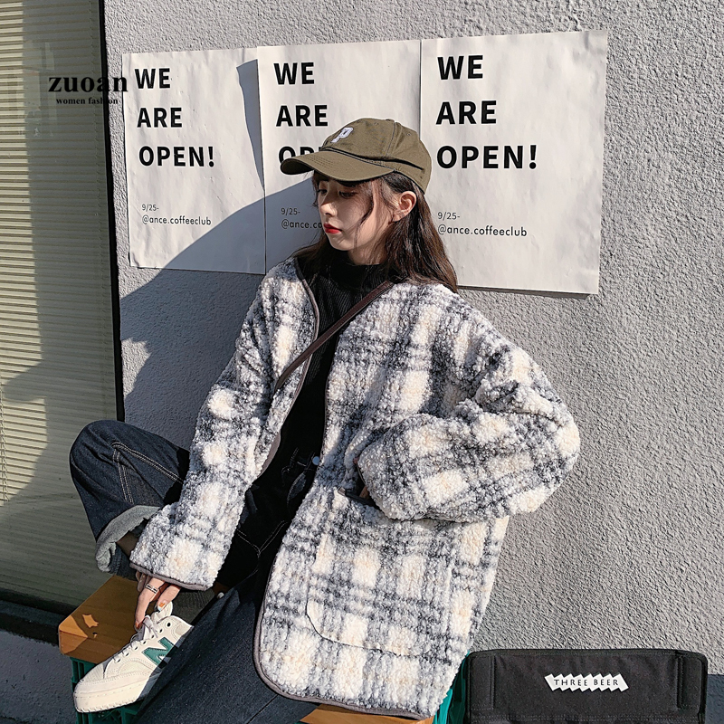 Áo khoác len nữ SUXI dài tay cổ tròn thời trang Hàn