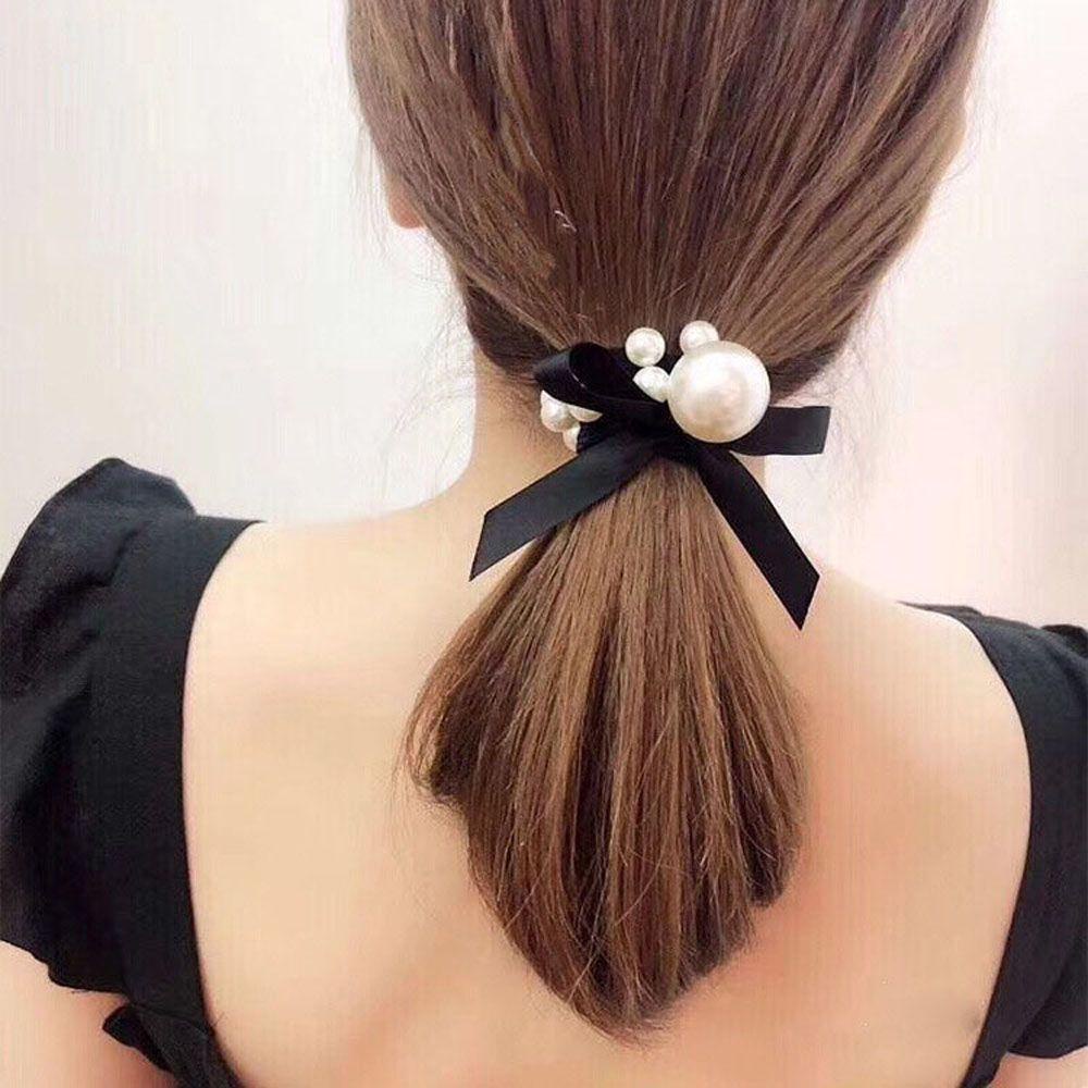 Dây Buộc Tóc Cao Su Phối Ren Ruy Băng Thời Trang Hàn Quốc Cho Nữ