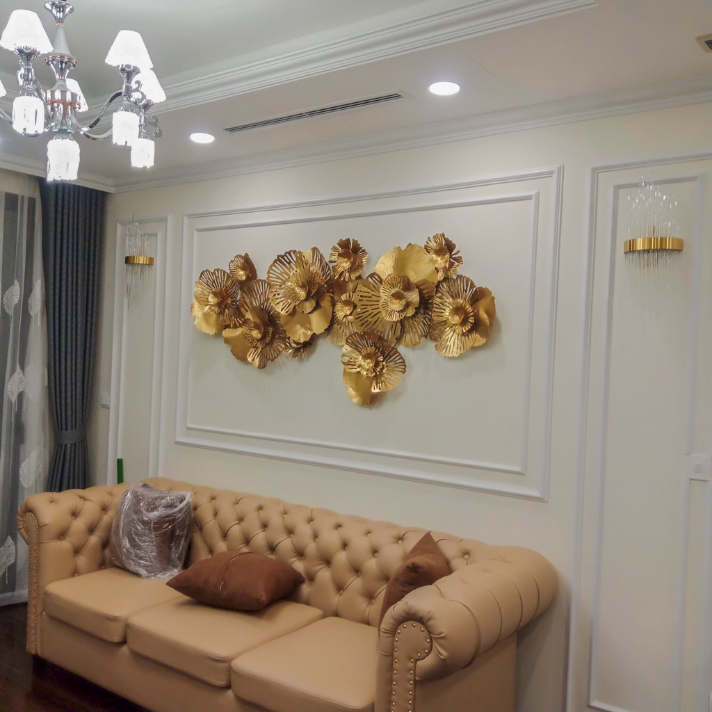Tranh sắt treo tường nghệ thuật SENCOM, tranh decor trang trí hoa mai vàng cỡ lớn 1m8 - 950