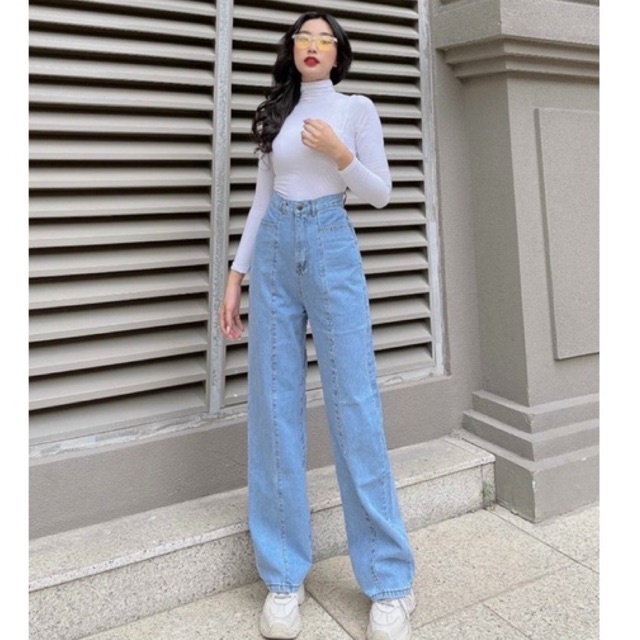 [Mã FAMARAL1 giảm 10K đơn 50K] Quần jean ống suông chạy gân 5054, hình thật 100%