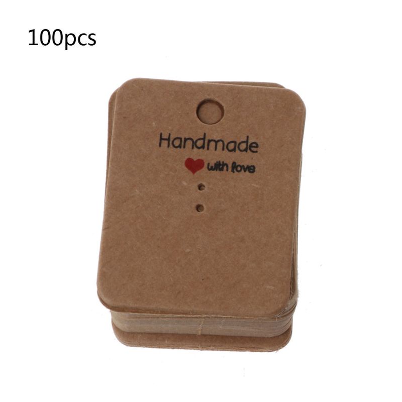 Set 100 Thẻ Chữ Nhật Bằng Giấy Kraft Trang Trí Đa Ứng Dụng