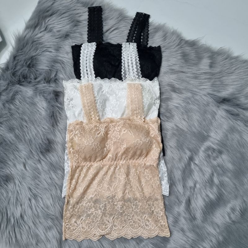 🔴 Áo bra ren dài dây bảng cổ ngang có mút tháo ra được