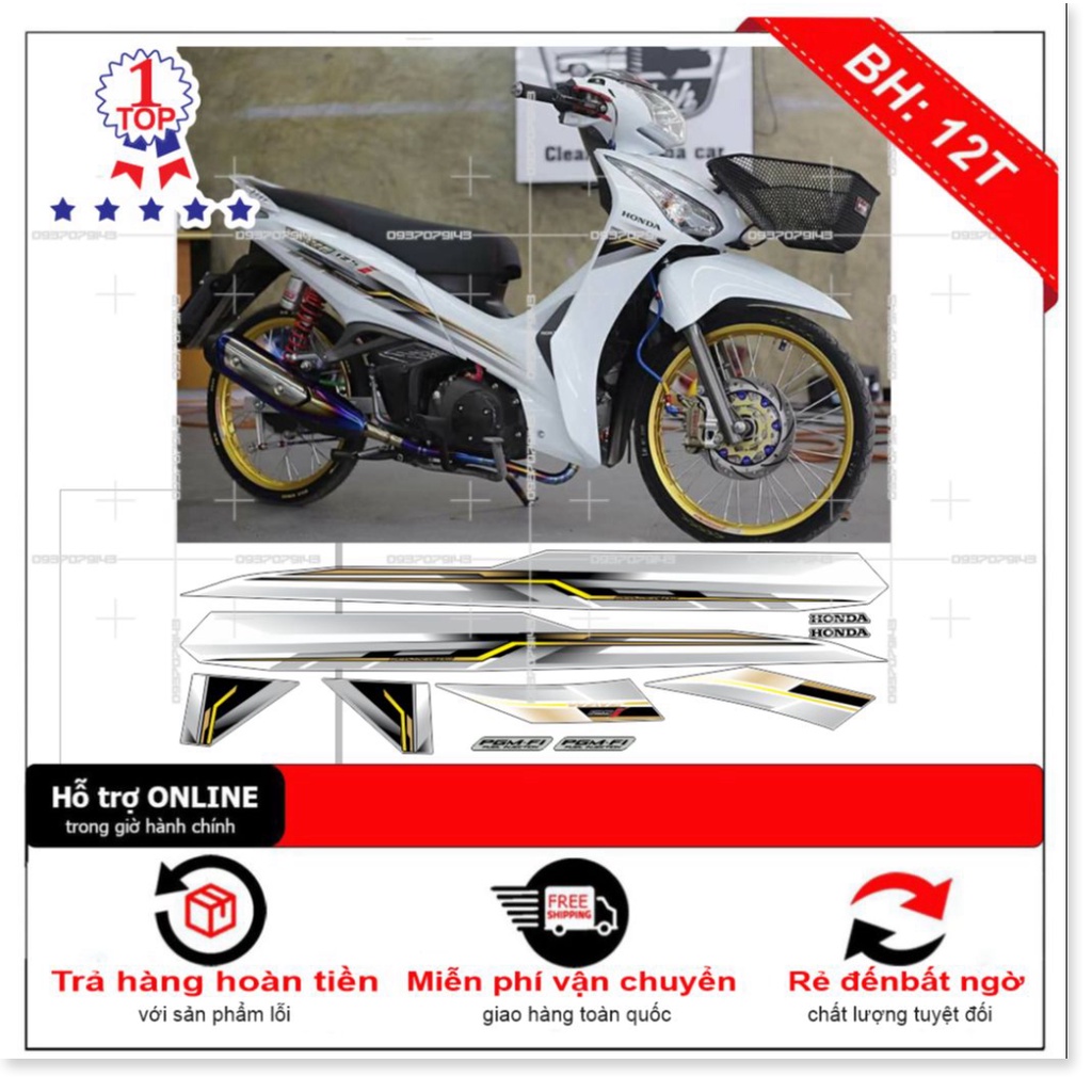 ( Quí khách vui lòng mang ra tiệm cho thợ dán ) Tem wave 125i trắng