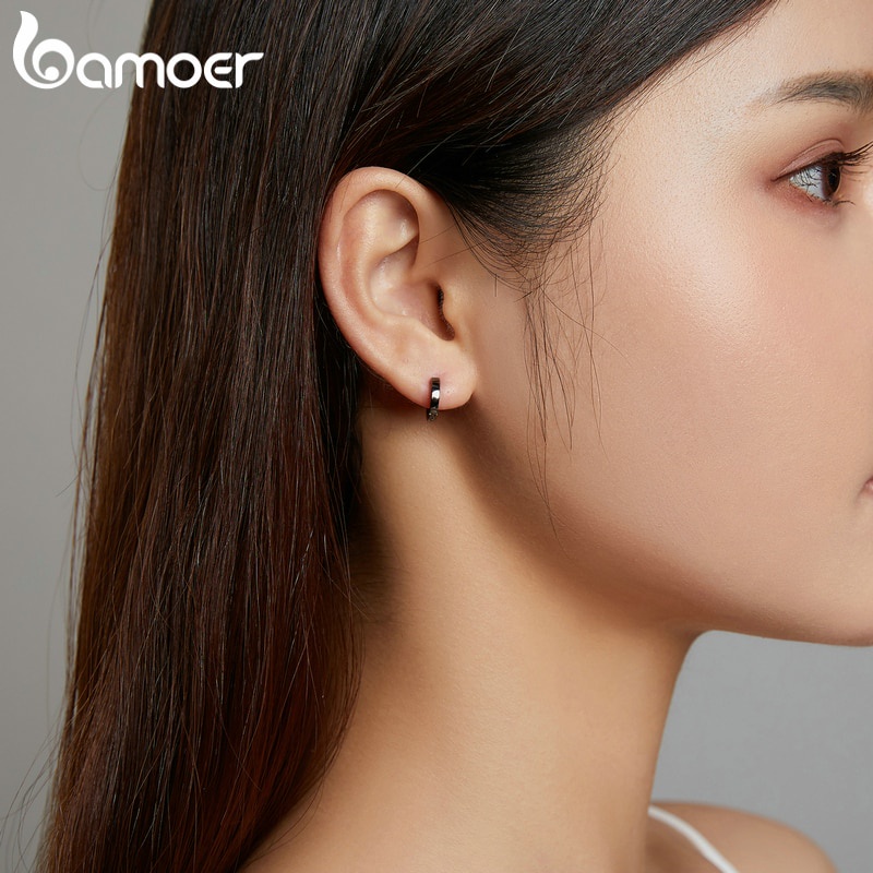 Khuyên tai Bamoer SCE1230 bằng bạc 925 có khóa gài bạch kim không gây dị ứng thiết kế thời trang cho nữ
