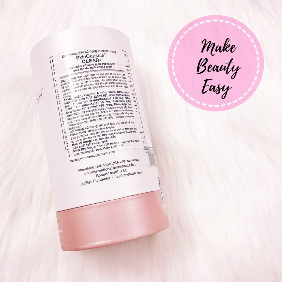 Viên Uống Giảm Mụn Image Skincare Hush & Hush SkinCapsule Clear+ 60 viên