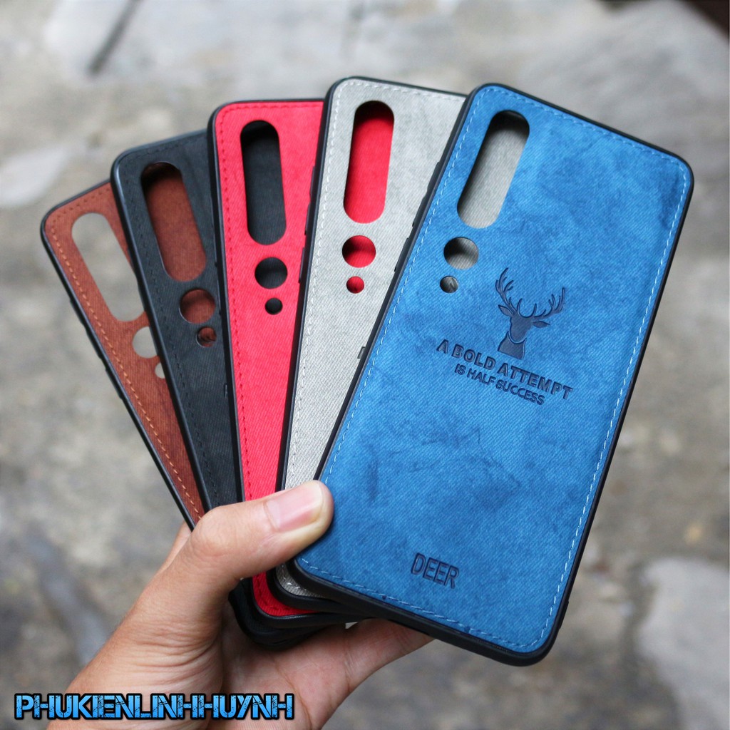 Xiaomi Mi 10 Pro_Ốp lưng vân vải Jean Khắc nổi hình nai 3D cực đẹp