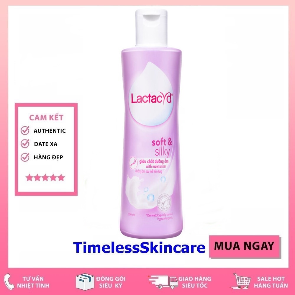 Dung Dịch Vệ Sinh Phụ nữ Lactacyd Soft &amp; Silky Dưỡng Ẩm 250ml