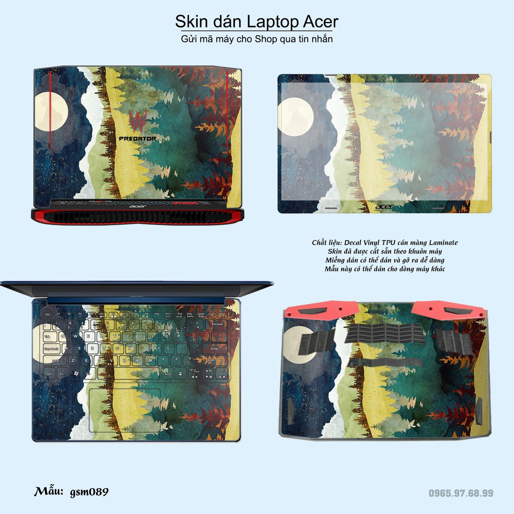 Skin dán Laptop Acer in hình giả sơn mài (inbox mã máy cho Shop)