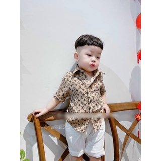 Bộ sơ mi L.V thời thượng cho bé