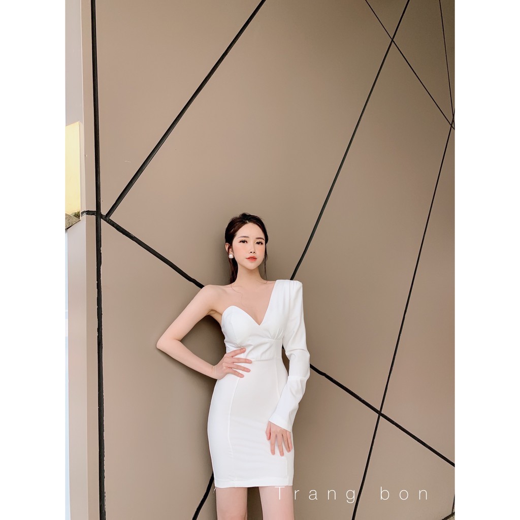(C204)Đầm lệch tay kèm mút ngực kiểu dáng đầm dáng ôm cực đẹp sang chảnh thời trang tinh tế thời thượng cực hót hít | BigBuy360 - bigbuy360.vn