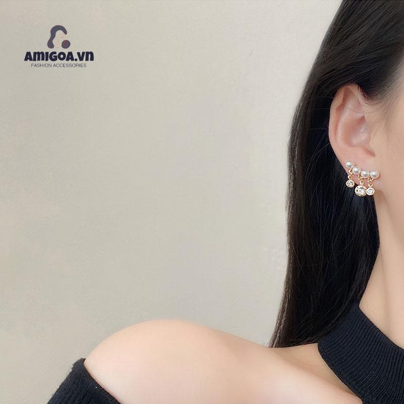 ✨✨Khuyên Tai Bạc 925 Đính Ngọc Trai Tua Rua Siêu Nữ Tính