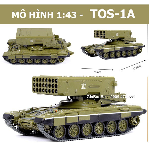 Xe Mô Hình Hoàn Thiện Hệ Thống Pháo Phản Lực Tos 1 - Buratino -  Tỉ Lệ 1:43 - Modimio