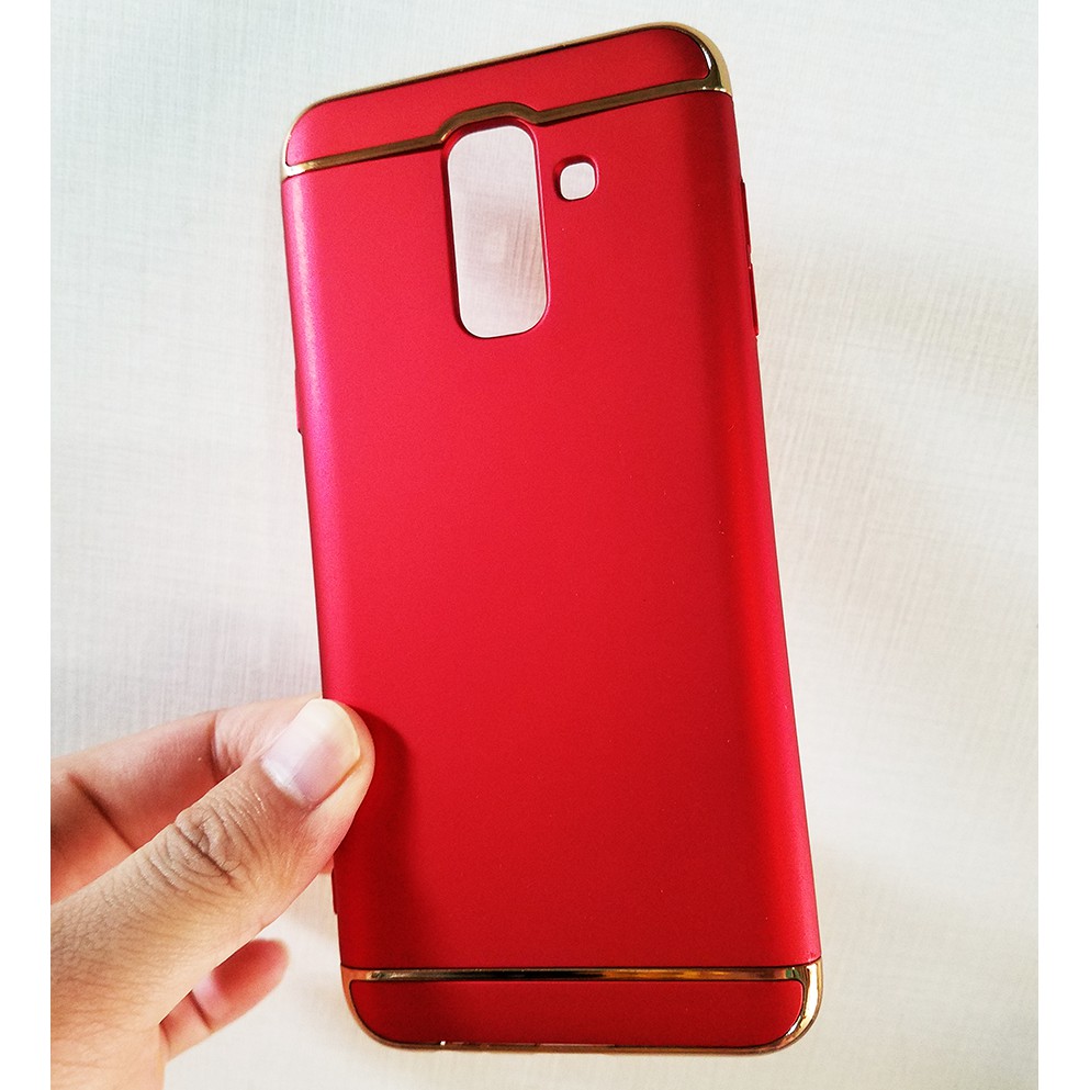 Ốp lưng 3 mảnh thời trang Galaxy A6 Plus tặng kính cường lực (Đỏ)