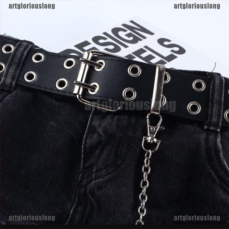 Thắt Lưng Da Màu Đen / Đen Phong Cách Punk Cá Tính Cho Nữ