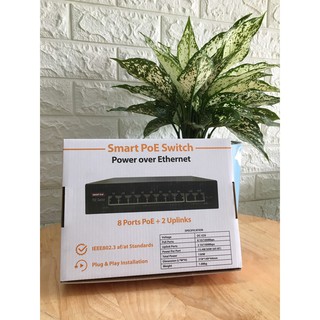 Switch PoE 8+2 Port Smart (bộ chia mạng poe 8 cổng, 2 cổng uplink) hàng chính hãng Global